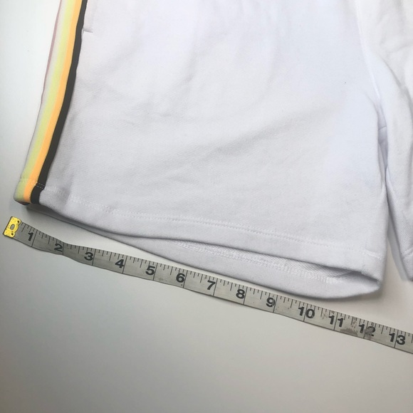 DKNY Sport White Sweat Shorts w/ Drawstring & Rainbow Stripes, Size Medium, NWT! - Picture 6 of 6